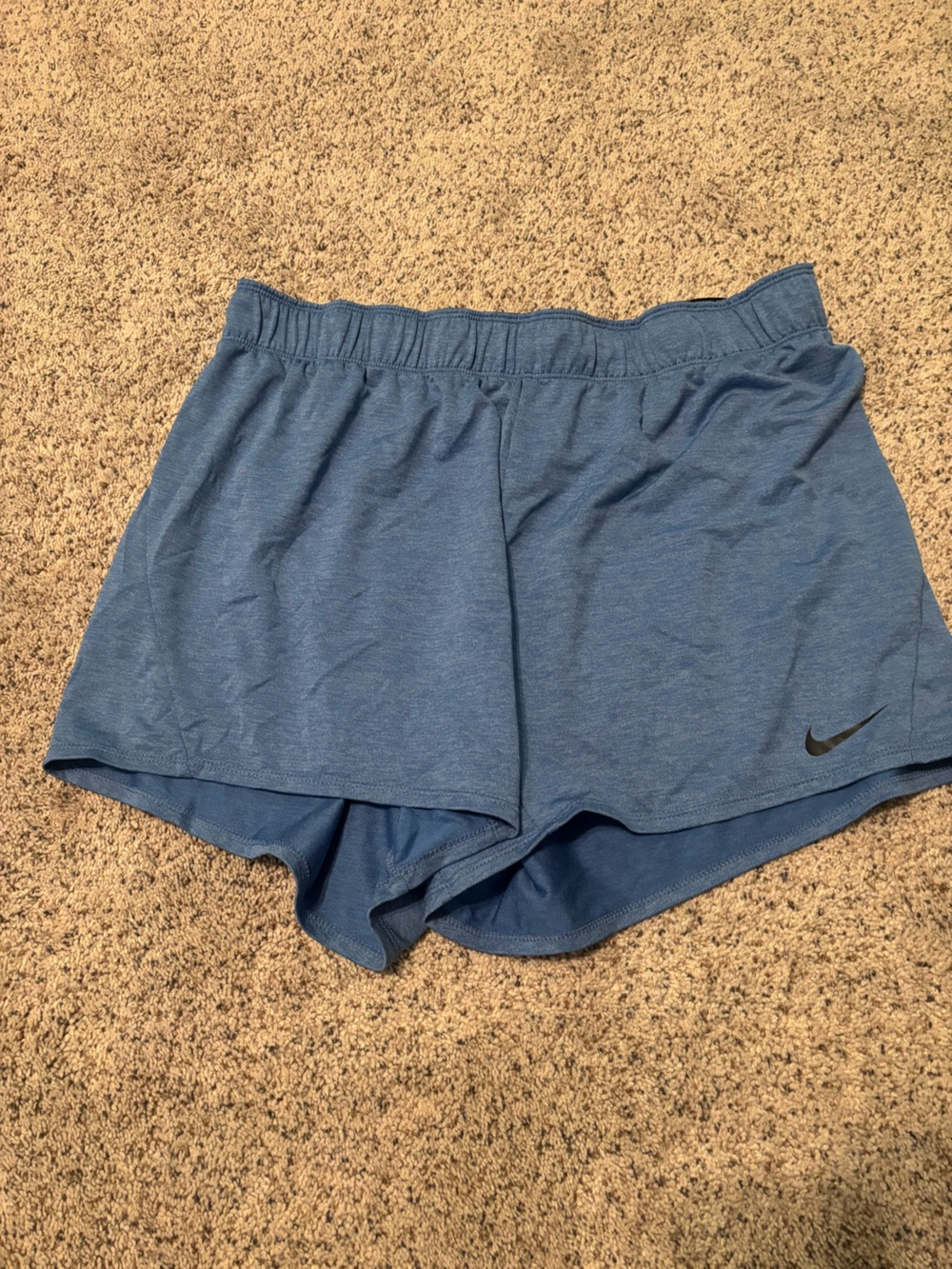 Nike Women's Heathered Blue Athletic Shorts with Built-In Liner